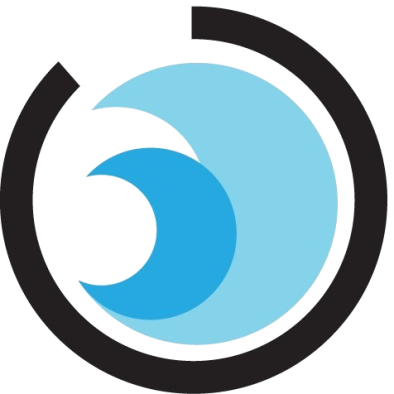 the logo for the company, with a blue wave in the center at The Waterchase Gardens
